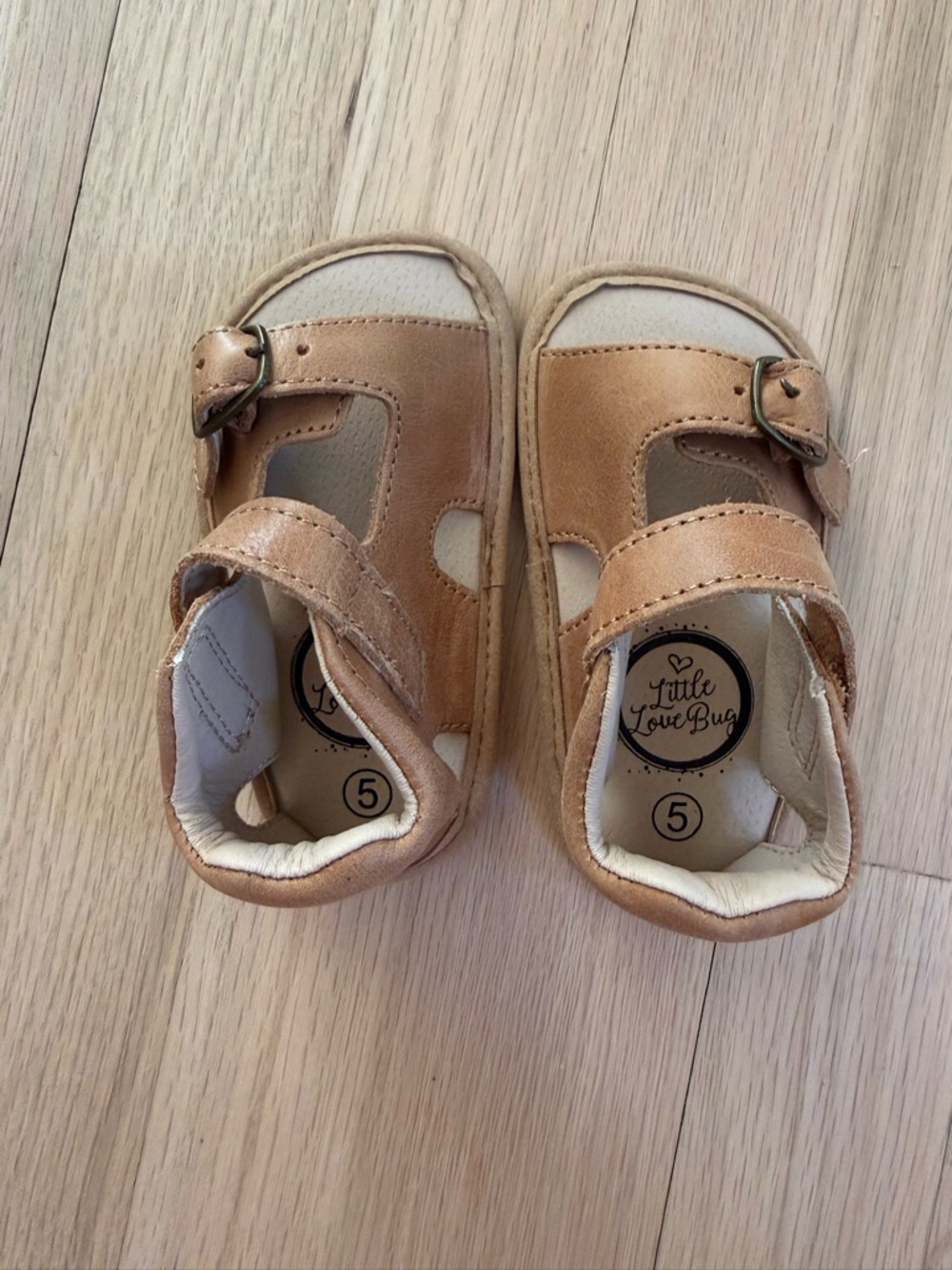 Little Love Bug Tan Leather Baby Walker Sandals
